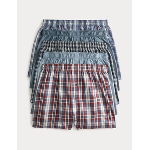 Marks & Spencer Карирани тъканни боксерки от чист памук, 5 броя в опаковка Marks & Spencer синя Marks & Spencer | Sin | МЪЖЕ | XL