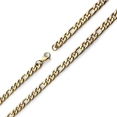 BM Jewellery Zlatý populární řetěz figaro z chirurgické oceli S613100