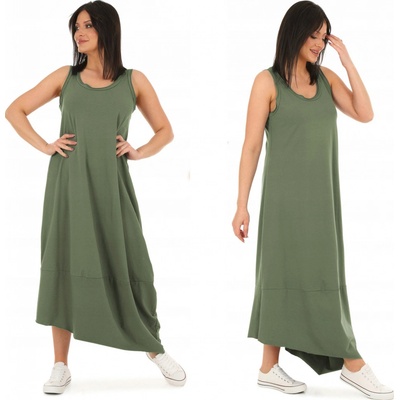 Fashionweek teplákové šaty oversized s ramienkami MD624 Khaki