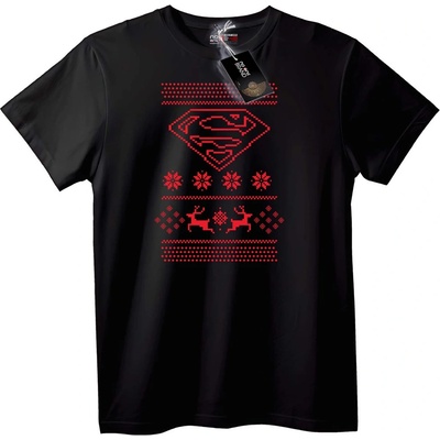 NOONEBRAND Тениска Супермен Коледен Грозен Пуловер - XS, Black
