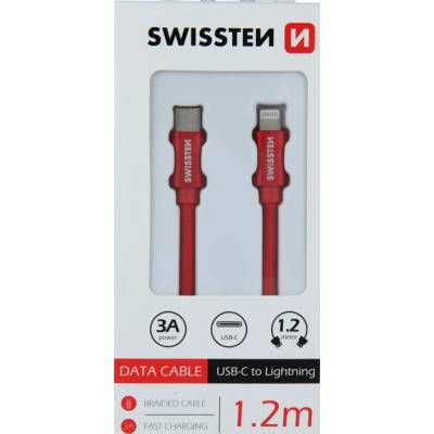 Swissten 71525206 USB-C / Apple Lightning, datový, 1,2m, červený