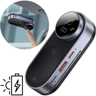 Baseus Solar Bluetooth FM Transmitter (CDMP000001) - блутут FM трансмитр със соларен панел за мобилни устройства (черен)