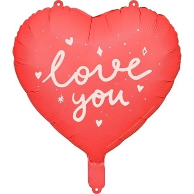 PartyDeco Balónek fóliový Srdce červené Love you 35 cm