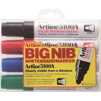 Artline Арлайн Маркер за Бяла Дъска 5100А ГОЛЯМ комплект от 4 бр (ek-5100a/4w)
