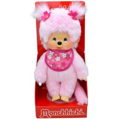 Monchhichi 242894 Mončiči Dievča ružové s ružovým podbradníkom 20 cm
