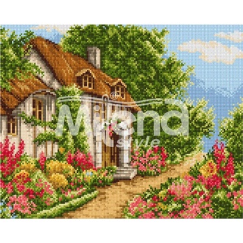Image 1 of Milena Style Цветен дом - Печатана Aida 14 ct с конци Ariadna