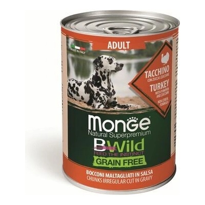Monge Bwild Adult Grain Free Morčacie kúsky v omáčke s tekvicou a cuketou 400 g