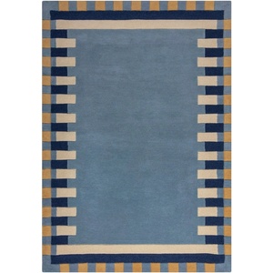 Flair Rugs Син ръчно изработен вълнен килим 120x170 cm Kai Wool Border - Flair Rugs (503119376929)