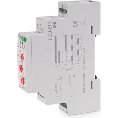 PCU-511 UNI - Univerzálne časové relé, 4 funkcie, 12-264V, 8A, 1x NO/NC