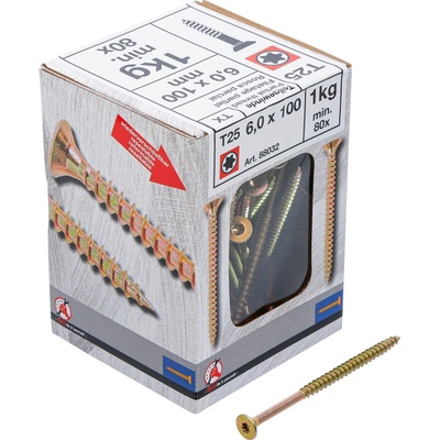 Kraftmann 88032 Viacúčelové skrutky T-profil T25 6,0 x 100 mm 1 kg / 80 ks
