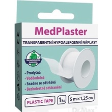 MedPlaster Plastic tape náplasť 5 m x 1,25 cm fixačná, hypoalergénna, cievka