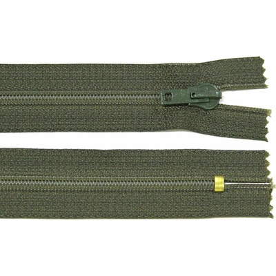 Spirálový zip no.5 nerozepínací 16cm tmavě khaki zelený