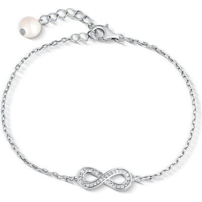 JwL Luxury Pearls stříbrný náramek nekonečno s pravou perlou JL0848