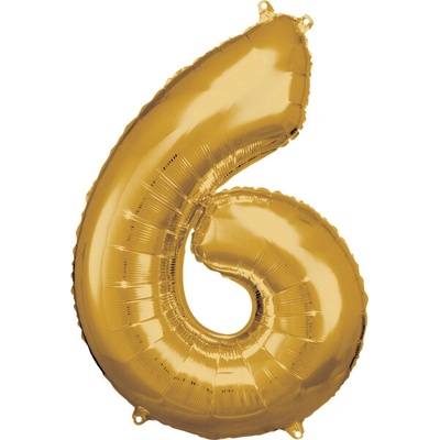 Amscan Fóliové číslo 6 zlaté, 88 cm