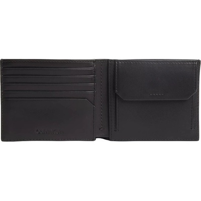 Calvin Klein Pánska kožená peňaženka Metal Ck Bifold 5CC W/Coin II /Čierna