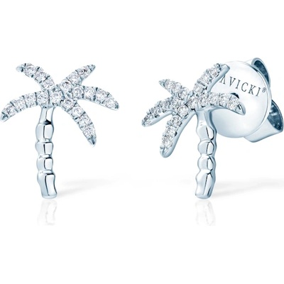 SAVICKI Обеци с палма Savicki: бяло злато. диаманти
