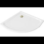 Mexen Flat полукръгъл душов поддържач Slim 100 x 100 см, бял, сифон златен - 41101010G (41101010G)