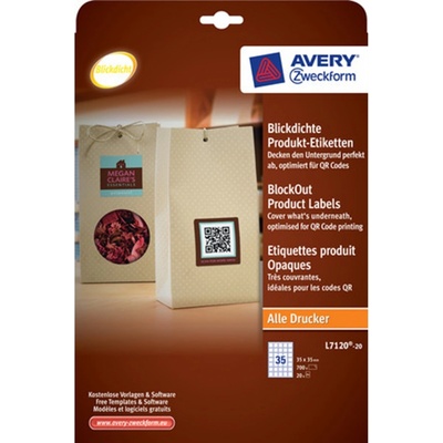 Avery Zweckform Etikety pro umístění QR kódů na zboží 20 listů bílé 35 x 35 mm čtverec L7120-20