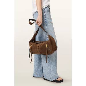 AllSaints чанта тип хобо дамска от велур JEAN (W377XE)
