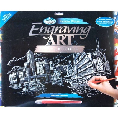 Royal Langnickel Škrabací obrázek stříbrný Hong Kong 40x30 cm