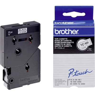 Brother TC TC-101 plast Farba pásky: priehľadná Farba písma:čierna 12 mm 7.7 m