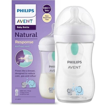 Avent Philips fľaša Natural Response s ventilom AirFree slon transparentní 260 ml