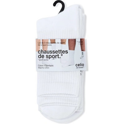 Celio Комплект 3 чифта високи чорапи Lisospor3c Celio | Byal | МЪЖЕ | ЕДИН РАЗМЕР
