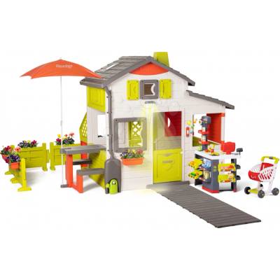 Smoby Domeček Neo Friends House DeLuxe s obchodem a zahradní kuchyňka s posezením