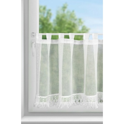 Takoy Vitrážová záclona ROXANA z etamínu zdobená čipkou so strapcami 60 x 150 cm-HF-463647 | 60 x 150 cm