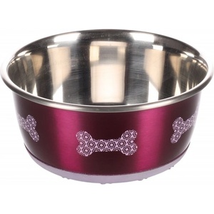 Duvoplus Flamingo Feeding and drinking bowl Selecta Round Pink & Silver - иноксова купа за вода или храна - РОЗОВА, размер Ø15см / 950 мл, Белгия - 44329