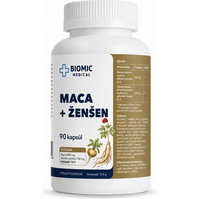 Biomic Medical Maca 600 mg + Ženšen 100 mg 1x90 kapsúl
