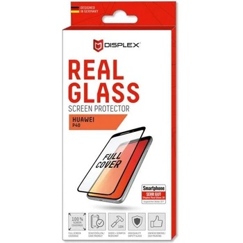 Image 1 of Displex Real Glass 10H Protector 3D Full Cover - калено стъклено защитно покритие за дисплея на Huawei P40 (черен-прозрачен)