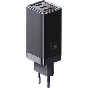 Xmart Зарядно устройство Xmart 2 x Type-C PD и 1 x USB QC3.0, GaN, 65W, Черно (12723)