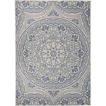 Image 1 of vidaXL Градински плоскотъкан килим, 200x280 см, синя шарка (340833)