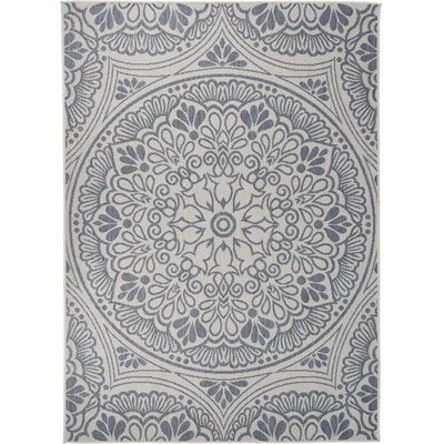 vidaXL Градински плоскотъкан килим, 200x280 см, синя шарка (340833)