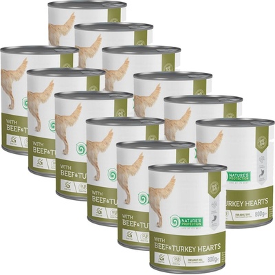 Nature's Protection кучешка възрастен говеждо и пуйка сърца 12 x 800 г