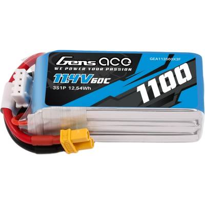 Gens ace tattu Батерия Gens ace 1100mAh 11.4V 60C 3S1P Lipo Battery Pack with XT30-plug GEA113S60X3F (GEA113S60X3F)