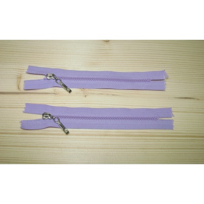 Kostenný zips fialová svetlá 3mm nedeliteľný 14cm