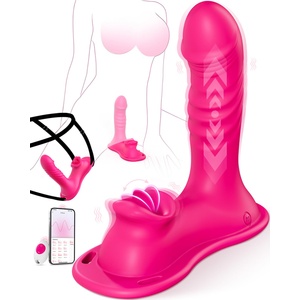 SuperLove Riding Grinding Thrusting & Clitoris Licking Vibrator with Remote & App Pink