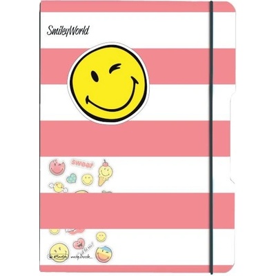 Herlitz sešit flex A4 2x čtverečkovaný + linkovaný PP pink smiley + samolepky