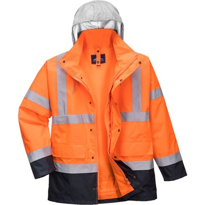 Portwest S471 Vetrovka Hi Vis 4 v 1 Contrast Traffic oranžová Navy