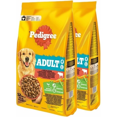 Pedigree Adult s hovädzím mäsom a zeleninou 2 x 12 kg