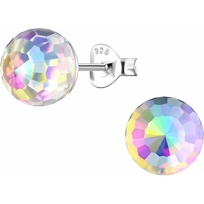 Nefertitis 32288 Stříbrné náušnice pecky AQUA AURA DISCO BALL NF64734 8 mm