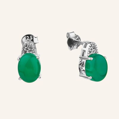 SilveAmo Strieborné náušnice so zeleným ónyxom Aventra C1ZO5001