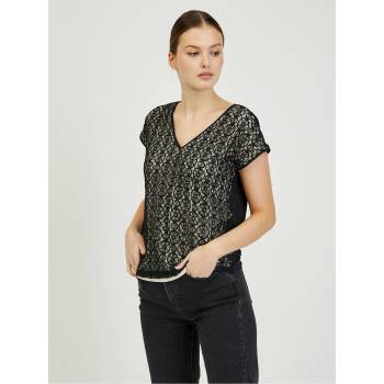 Orsay Бежово-черна дамска дантелена тениска ORSAY Orsay | Cheren | ЖЕНИ | S