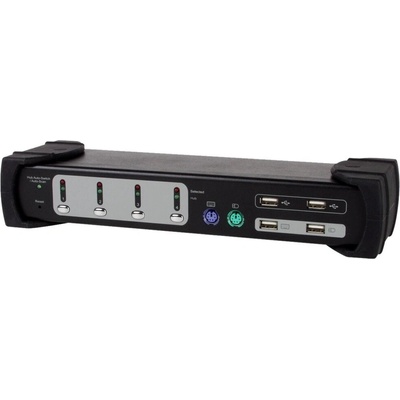 Equip Equip KVM суич 4x USB/PS2 Dual монитор черен с Audio (331544)