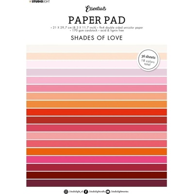 Studio Light Blok barevných papírů A4 36 listů odstíny červené a růžové Aladine