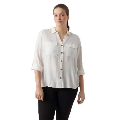 Риза с дълъг ръкав Vero moda curve Bumpy New long sleeve shirt - Beige (Snow White)