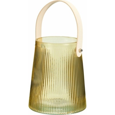 Koopman Skleněná lucerna s uchem na svíčku 13 × 15,5 cm, žlutá