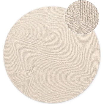 Hanse Home Ръчно изработен вълнен кръгъл килим в светло естествен цвят ø 120 cm Eleni Natural White - Hanse Home (106220-120)
